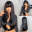 Light Wine Red Synthetic Wigs With Bangs for Women Long Straight Hair Wig Natural Cosplay Party Heat Resistant - Slobuy