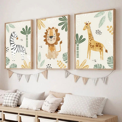 Lion Canvas Painting Giraffe Zebra Animal Wall Art Nordic Poster And Printed  Baby Room Decoration - Slobuy