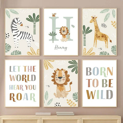 Lion Canvas Painting Giraffe Zebra Animal Wall Art Nordic Poster And Printed  Baby Room Decoration - Slobuy