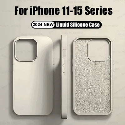 Liquid Silicone Shockproof Case For Apple iPhone 15 14 12 11 13 Pro Max Soft Cute Back Cover For 14 15 Plus Phone Accessories - Slobuy
