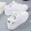 Little White Shoes for Women 2023 Autumn Rose Embroidery Thick Soled Leather Casual Student Board Shoes - Slobuy