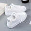 Little White Shoes for Women 2023 Autumn Rose Embroidery Thick Soled Leather Casual Student Board Shoes - Slobuy
