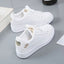 Little White Shoes for Women 2023 Autumn Rose Embroidery Thick Soled Leather Casual Student Board Shoes - Slobuy