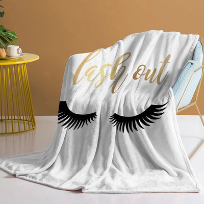 Long Eyelashes Printed Throw Blanket Plush Fluffy Flannel Fleece Blanket Soft Throws for Sofa Couch and Bed - Slobuy