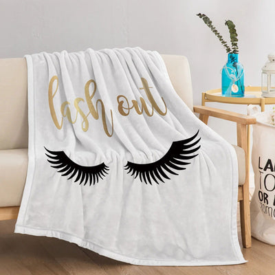 Long Eyelashes Printed Throw Blanket Plush Fluffy Flannel Fleece Blanket Soft Throws for Sofa Couch and Bed - Slobuy