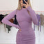 Long Sleeve Ruched Bodycon Dress Women Turtleneck Bandage Mini Dresses Autumn Black Skinny Stretchy Party Vestidos - Slobuy