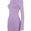 Long Sleeve Ruched Bodycon Dress Women Turtleneck Bandage Mini Dresses Autumn Black Skinny Stretchy Party Vestidos - Slobuy