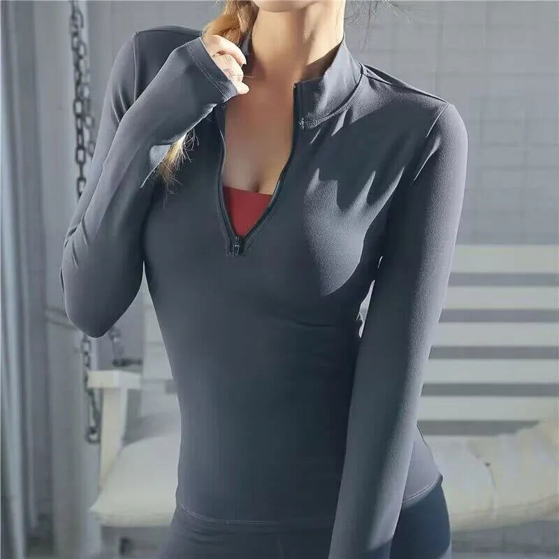 Long Sleeve Yoga Shirts Sport Top Fitness Yoga Top Gym Top Sports Wear For Women Push Up Running Full Sleeve Clothes - Slobuy