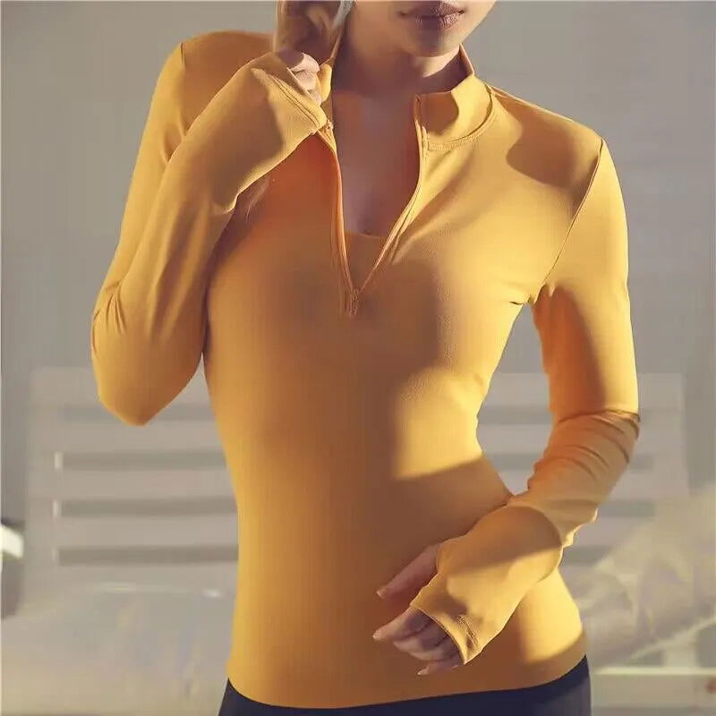 Long Sleeve Yoga Shirts Sport Top Fitness Yoga Top Gym Top Sports Wear For Women Push Up Running Full Sleeve Clothes - Slobuy