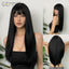 Long Straight Synthetic Wig Black Daily Use Wigs with Bangs for Women Heat Resistant Fibre Cosplay Lolita Party Natural Hair - Slobuy