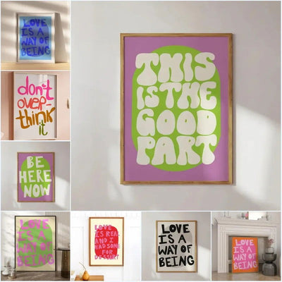 Love Is A Way Of Being Colorful Pink Love Quote Poster Maximalist Wall Art Canvas Painting For Living Room Eclectic Home Decor - Slobuy