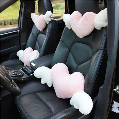 Love Wings Car Headrest Plush Love Neck Pillow Heart-Shaped Plush Style for Your Car Seat Car Accessories - Slobuy