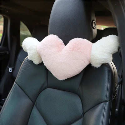 Love Wings Car Headrest Plush Love Neck Pillow Heart-Shaped Plush Style for Your Car Seat Car Accessories - Slobuy