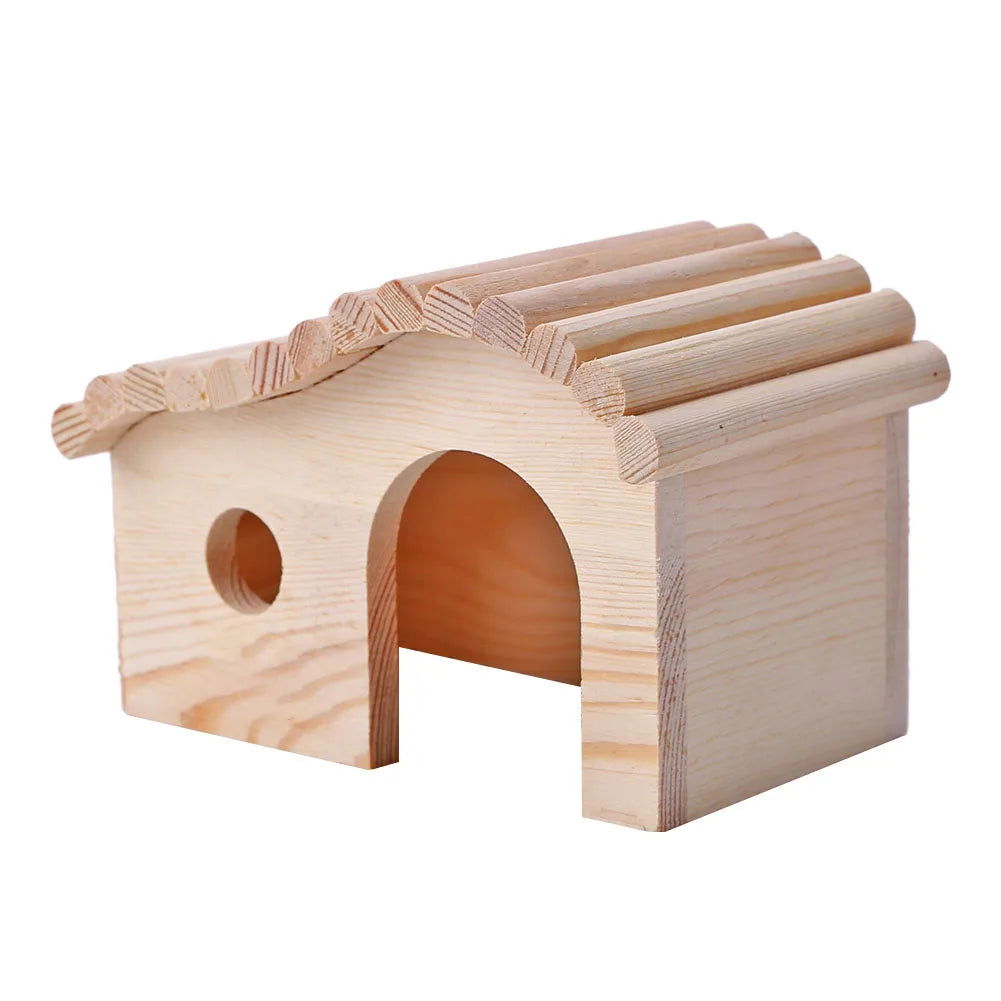 Lovely Wooden Hamster Cottage Waterproof Small Animal Sleeping Nest Hedgehog Cozy House Evade Assembly Pet Supplies - Slobuy