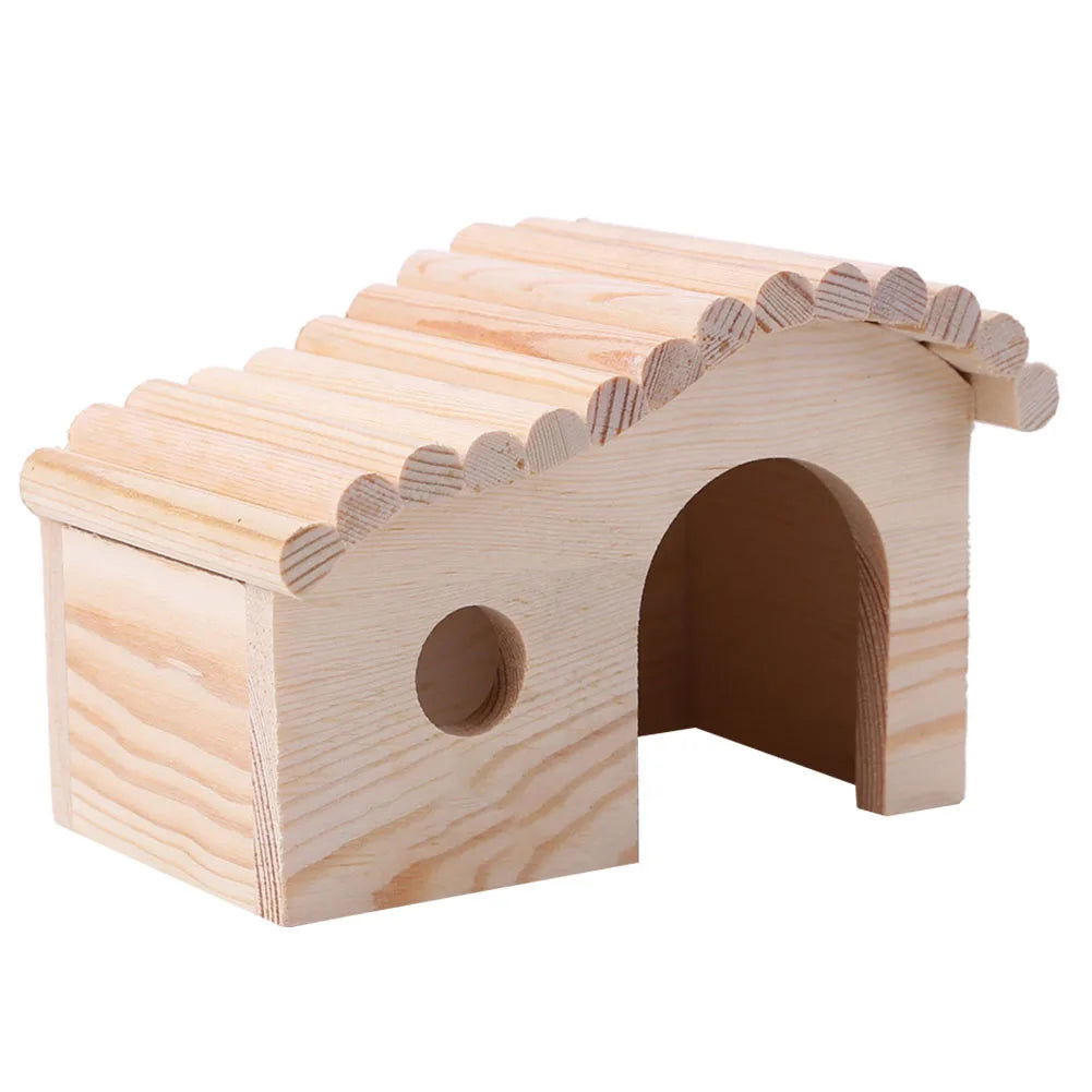 Lovely Wooden Hamster Cottage Waterproof Small Animal Sleeping Nest Hedgehog Cozy House Evade Assembly Pet Supplies - Slobuy