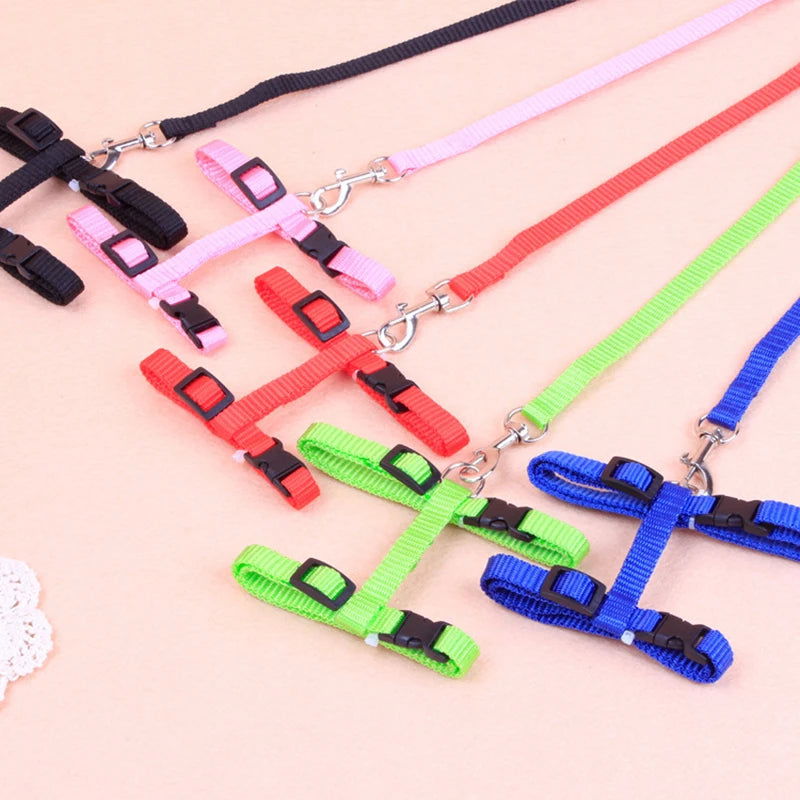 Low Price Rabbit Cat Harness and Leash Set Adjustable Nylon Harnesses for Bunny Kitten Pet Outdoor Walking Supplies Accessories - Slobuy