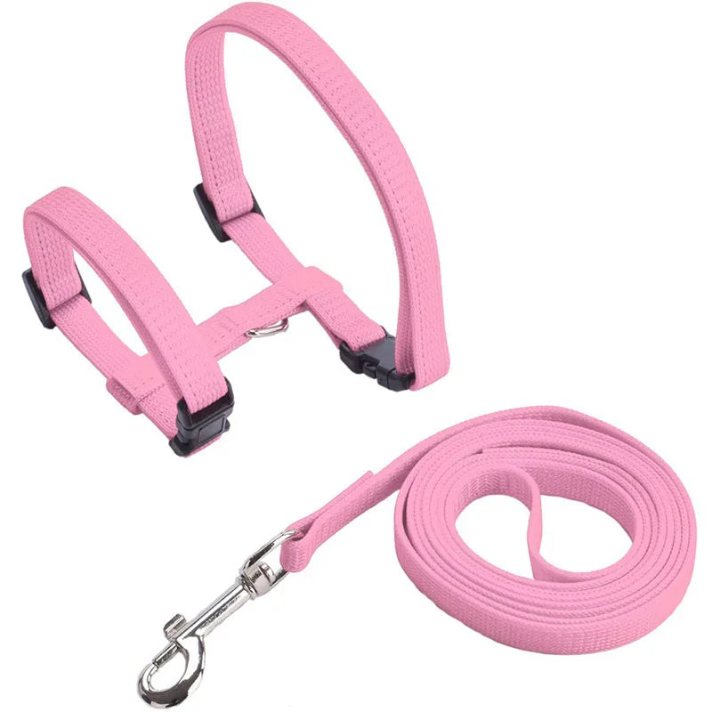 Low Price Rabbit Cat Harness and Leash Set Adjustable Nylon Harnesses for Bunny Kitten Pet Outdoor Walking Supplies Accessories - Slobuy