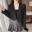 Lucyever Korean Cropped Blazers Women Solid Color Simple Single-button Outwear Teens All-match Long Sleeve Office Suit Jacket - Slobuy