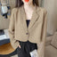 Lucyever Korean Cropped Blazers Women Solid Color Simple Single-button Outwear Teens All-match Long Sleeve Office Suit Jacket - Slobuy