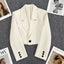 Lucyever Korean Cropped Blazers Women Solid Color Simple Single-button Outwear Teens All-match Long Sleeve Office Suit Jacket - Slobuy