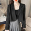 Lucyever Korean Cropped Blazers Women Solid Color Simple Single-button Outwear Teens All-match Long Sleeve Office Suit Jacket - Slobuy