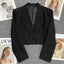 Lucyever Korean Cropped Blazers Women Solid Color Simple Single-button Outwear Teens All-match Long Sleeve Office Suit Jacket - Slobuy