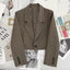 Lucyever Korean Cropped Blazers Women Solid Color Simple Single-button Outwear Teens All-match Long Sleeve Office Suit Jacket - Slobuy