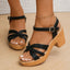 Lucyever Lightweight High Heeled Sandals for Women 2024 Summer Ankle Buckle Female Gladiator Sandal Woven Platform Sandles Woman - Slobuy
