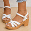 Lucyever Lightweight High Heeled Sandals for Women 2024 Summer Ankle Buckle Female Gladiator Sandal Woven Platform Sandles Woman - Slobuy