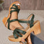 Lucyever Lightweight High Heeled Sandals for Women 2024 Summer Ankle Buckle Female Gladiator Sandal Woven Platform Sandles Woman - Slobuy