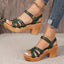 Lucyever Lightweight High Heeled Sandals for Women 2024 Summer Ankle Buckle Female Gladiator Sandal Woven Platform Sandles Woman - Slobuy
