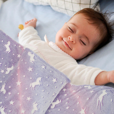 Luminous Blanket Soft Fluffy Glow in the Dark Blanket Cute Unicorns Glowing Children's Blanket Creative Plush Blanket 150x180cm - Slobuy