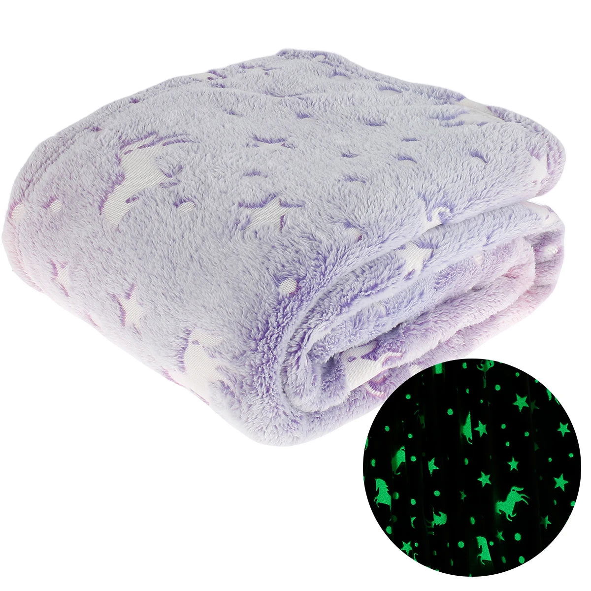 Luminous Blanket Soft Fluffy Glow in the Dark Blanket Cute Unicorns Glowing Children's Blanket Creative Plush Blanket 150x180cm - Slobuy