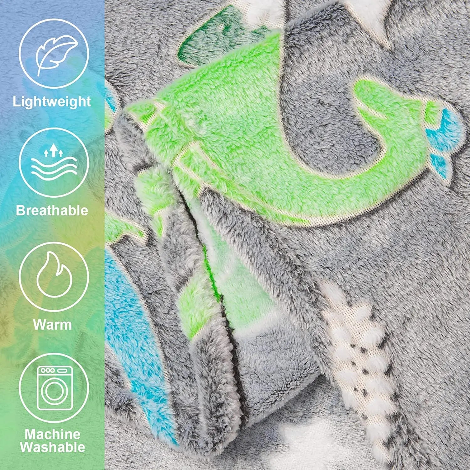 Luminous Unicorn Dinosaur Throw Blanket for Girls Boys Plush Flannel Blanket Christmas Tree Glow in the Dark Super Soft - Slobuy