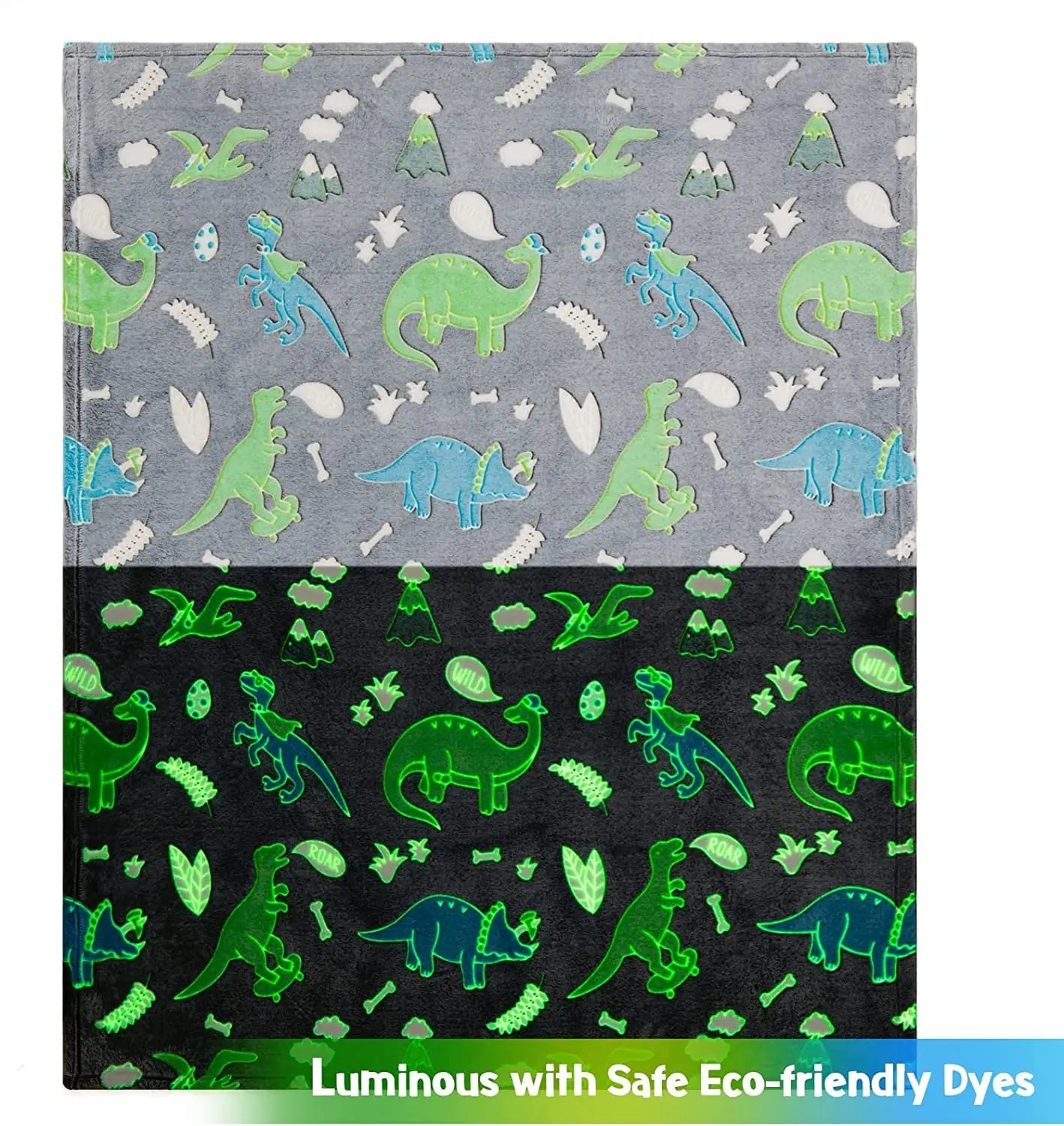 Luminous Unicorn Dinosaur Throw Blanket for Girls Boys Plush Flannel Blanket Christmas Tree Glow in the Dark Super Soft - Slobuy
