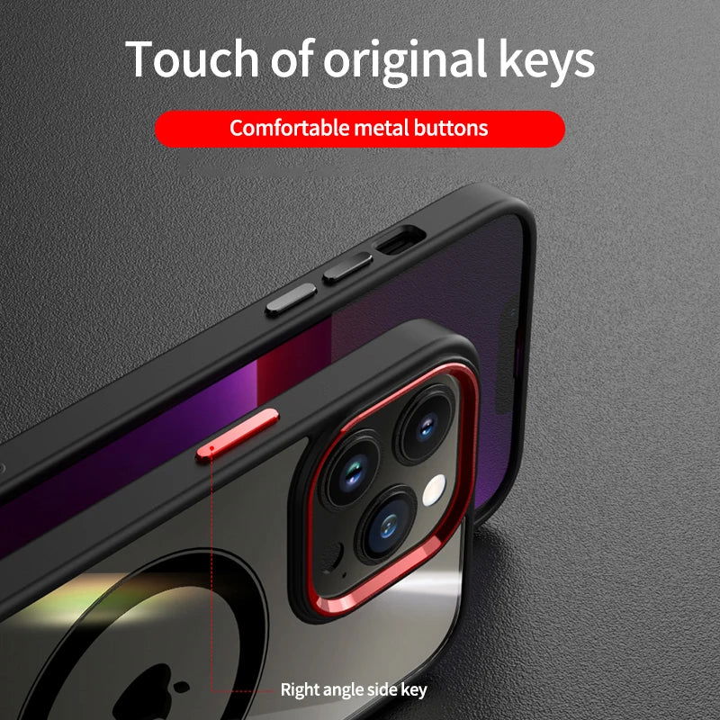 Luxury Clear HD Phone Case For iPhone 14 13 12 11 15 Pro Max Funda Magnetic Magsafe Wireless Charging Shockproof Cellphone Cover - Slobuy