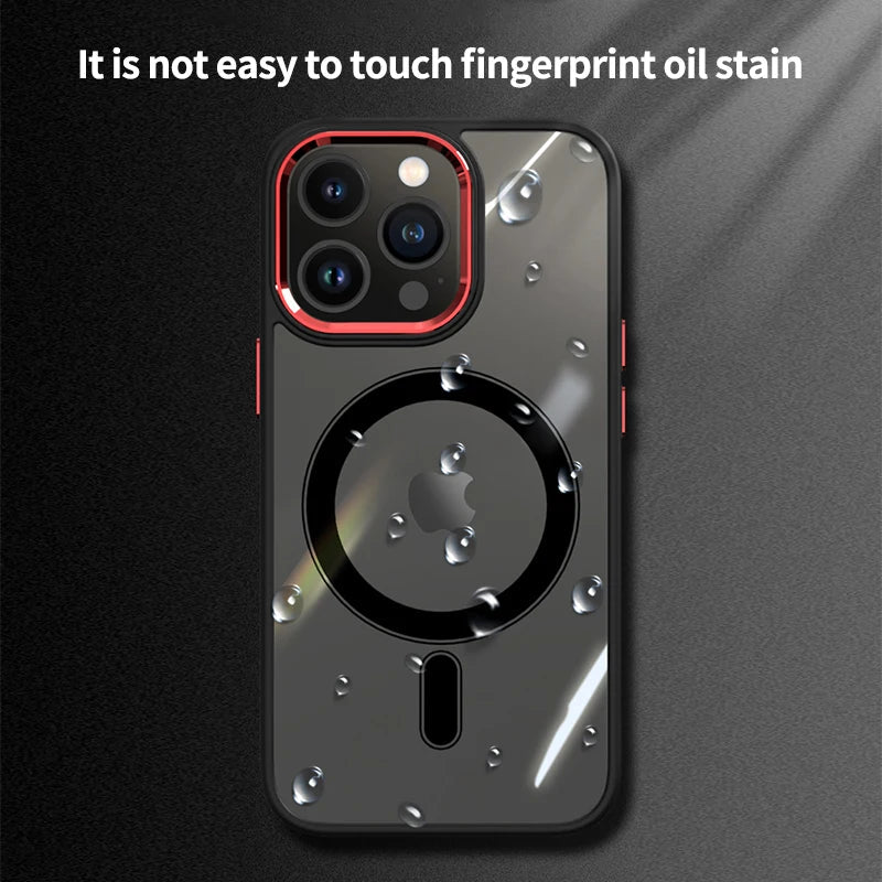 Luxury Clear HD Phone Case For iPhone 14 13 12 11 15 Pro Max Funda Magnetic Magsafe Wireless Charging Shockproof Cellphone Cover - Slobuy