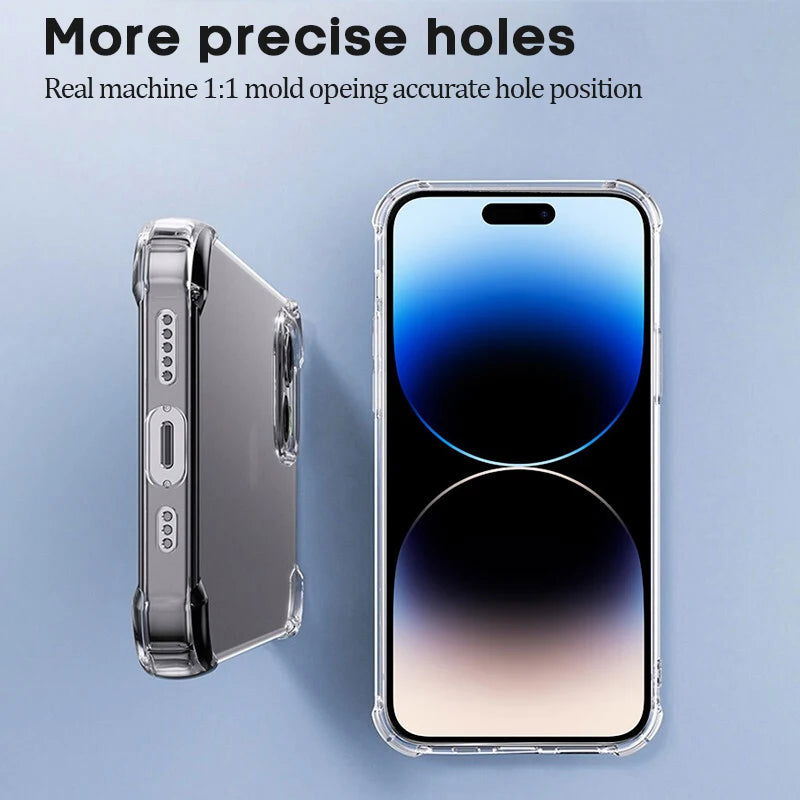 Luxury Clear Shockproof Case For iPhone 15 14 13 12 11 Pro Max Phone Cover on iPhone 13 12 Mini X XR XS 8 14 15 Plus Back Cover - Slobuy