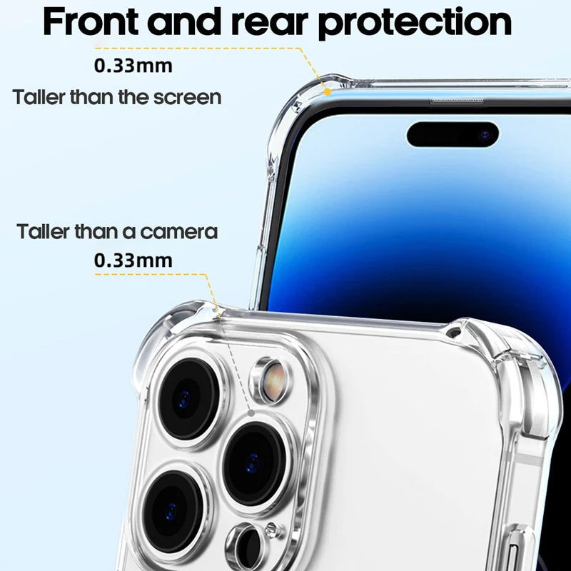 Luxury Clear Shockproof Case For iPhone 15 14 13 12 11 Pro Max Phone Cover on iPhone 13 12 Mini X XR XS 8 14 15 Plus Back Cover - Slobuy