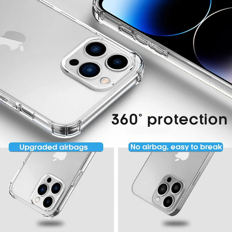 Luxury Clear Shockproof Case For iPhone 15 14 13 12 11 Pro Max Phone Cover on iPhone 13 12 Mini X XR XS 8 14 15 Plus Back Cover - Slobuy