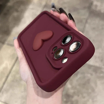 Luxury Cute 3D Love Heart Silicone Phone Case For iPhone 15 13 12 11 14 Pro Max X XR XS 8 Plus Shockproof Candy Back Cover - Slobuy