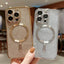 Luxury Electroplate Magsafe Wireless Charge Phone Case For iPhone 14 13 12 11 Pro Max Plus Soft Bumper Glitter Cover - Slobuy