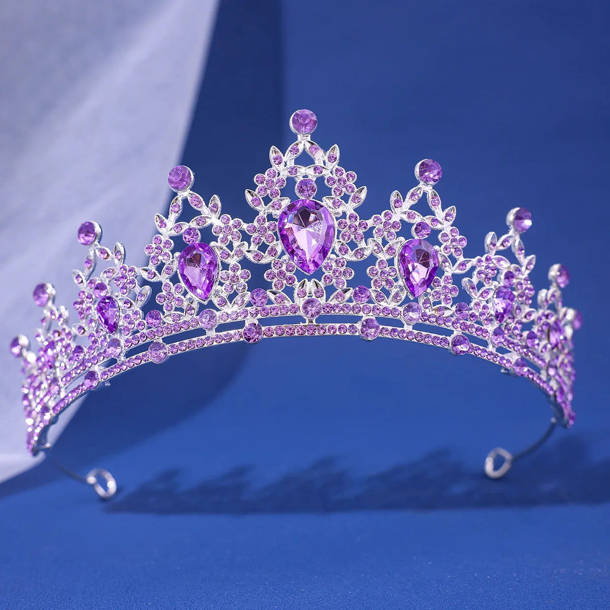 Luxury Elegant AB Crystal Crown Hair Accessories Tiara For Women Party Red Purple Rhinestone Bridal Crown New Hair Jewelry - Slobuy