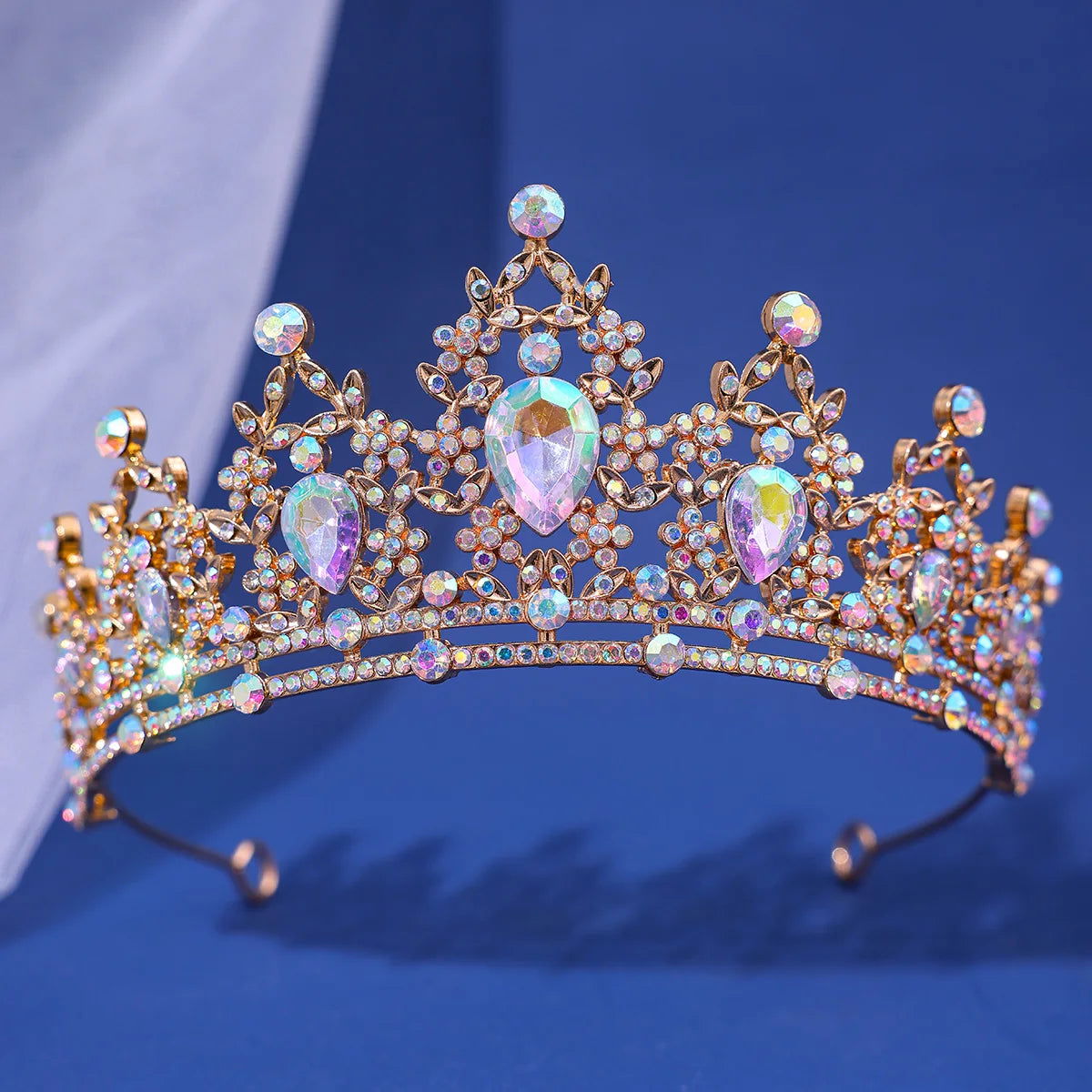 Luxury Elegant AB Crystal Crown Hair Accessories Tiara For Women Party Red Purple Rhinestone Bridal Crown New Hair Jewelry - Slobuy