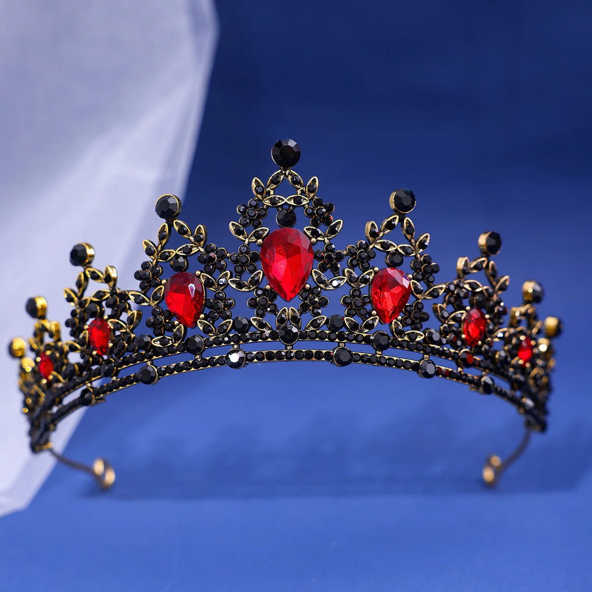 Luxury Elegant AB Crystal Crown Hair Accessories Tiara For Women Party Red Purple Rhinestone Bridal Crown New Hair Jewelry - Slobuy