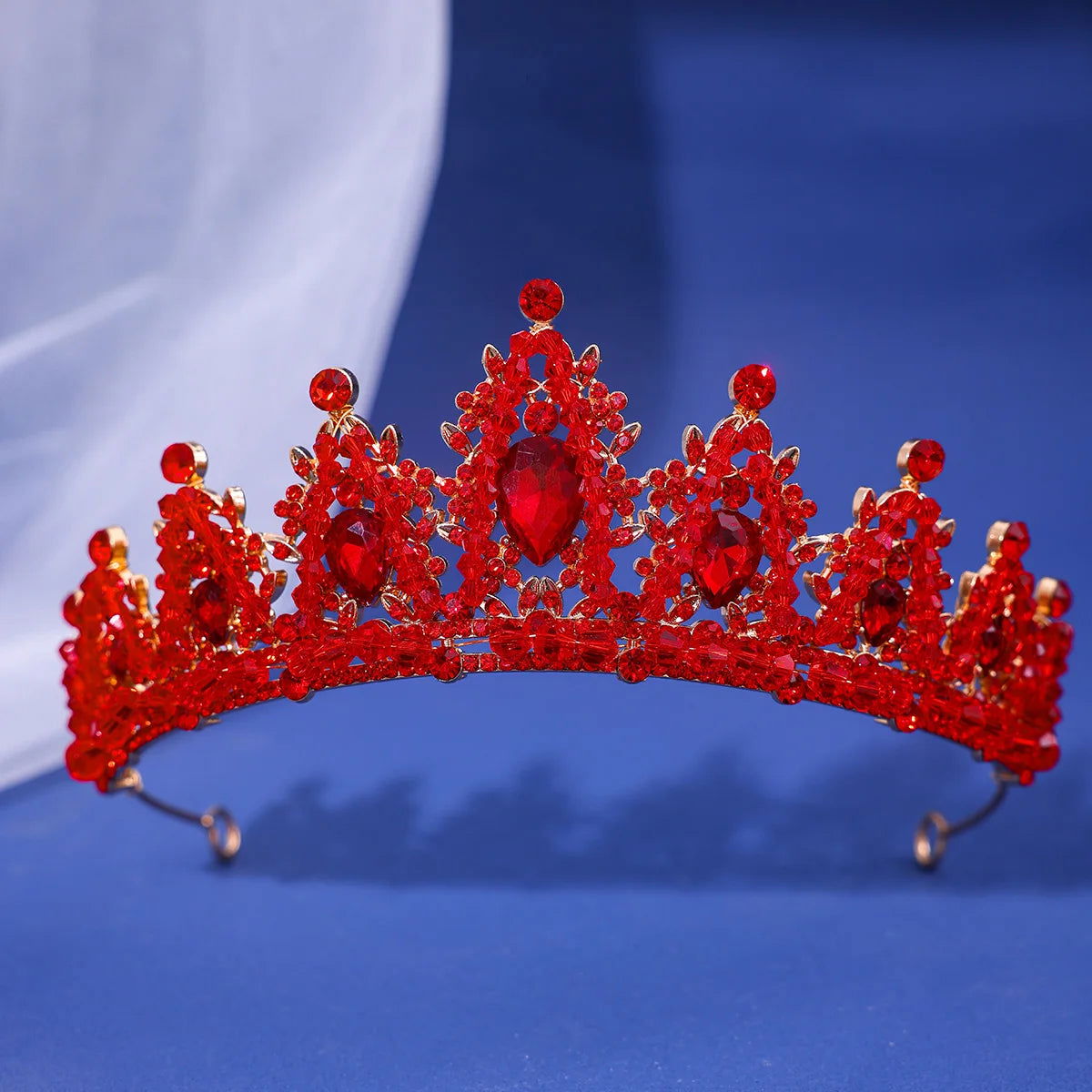 Luxury Elegant AB Crystal Crown Hair Accessories Tiara For Women Party Red Purple Rhinestone Bridal Crown New Hair Jewelry - Slobuy