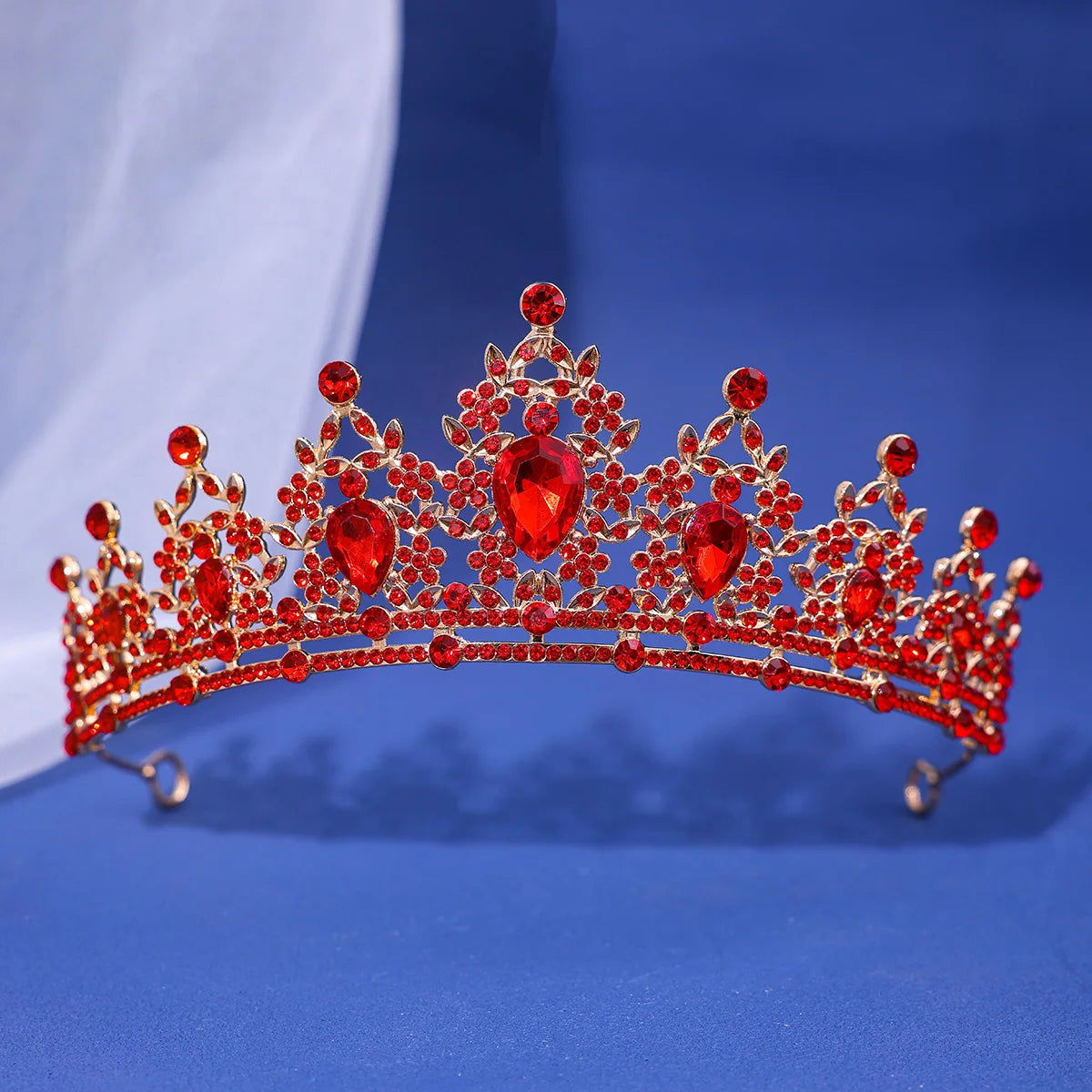 Luxury Elegant AB Crystal Crown Hair Accessories Tiara For Women Party Red Purple Rhinestone Bridal Crown New Hair Jewelry - Slobuy
