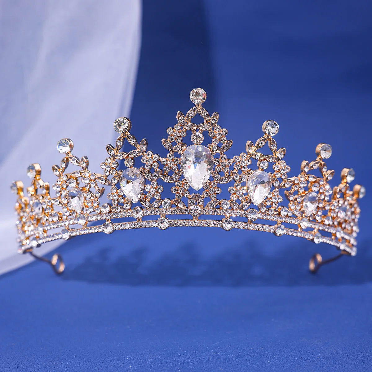 Luxury Elegant AB Crystal Crown Hair Accessories Tiara For Women Party Red Purple Rhinestone Bridal Crown New Hair Jewelry - Slobuy