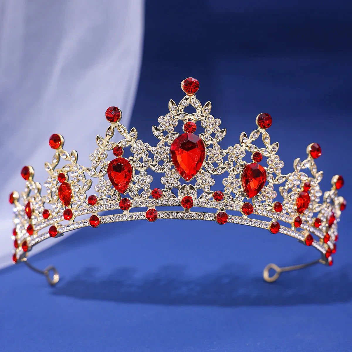 Luxury Elegant AB Crystal Crown Hair Accessories Tiara For Women Party Red Purple Rhinestone Bridal Crown New Hair Jewelry - Slobuy