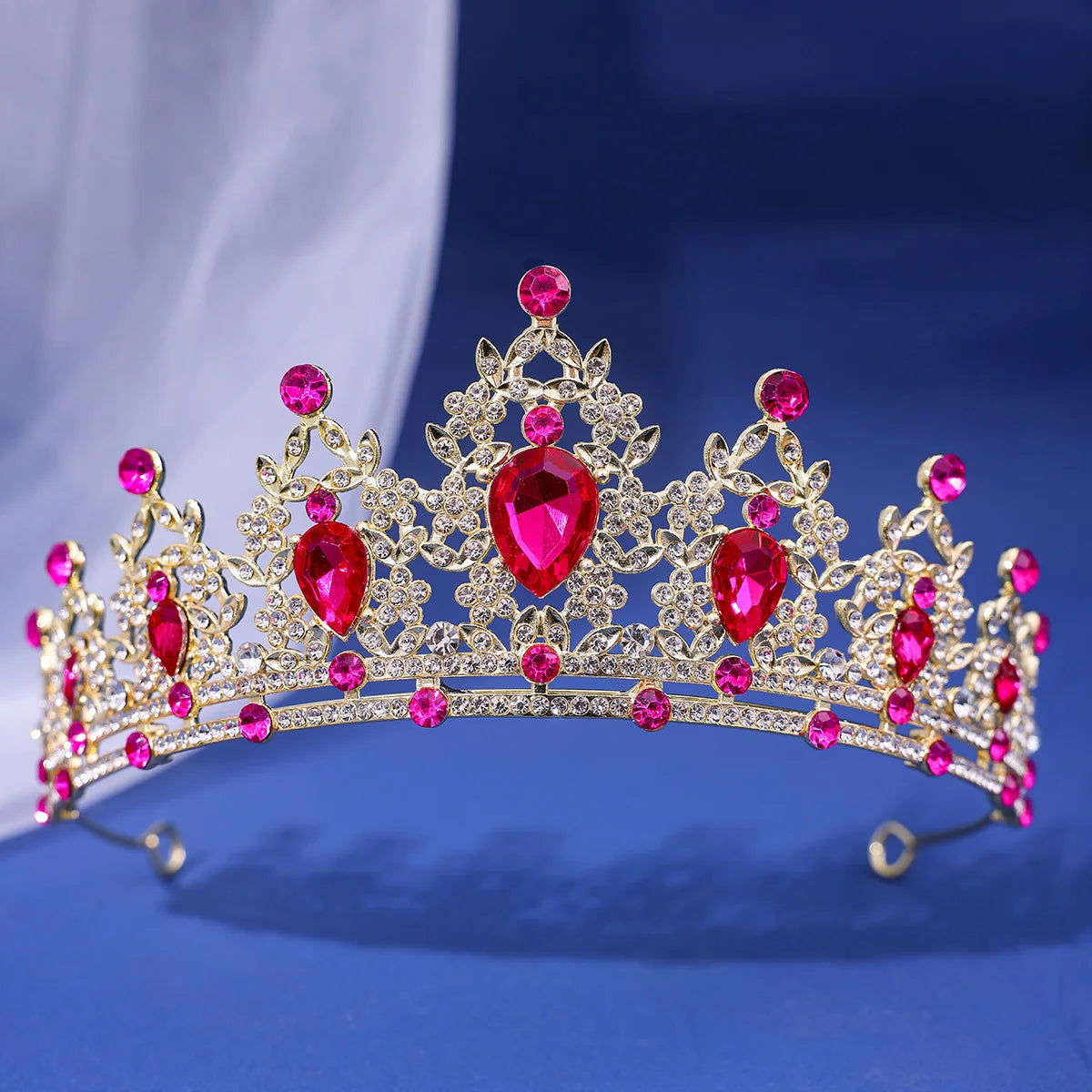 Luxury Elegant AB Crystal Crown Hair Accessories Tiara For Women Party Red Purple Rhinestone Bridal Crown New Hair Jewelry - Slobuy